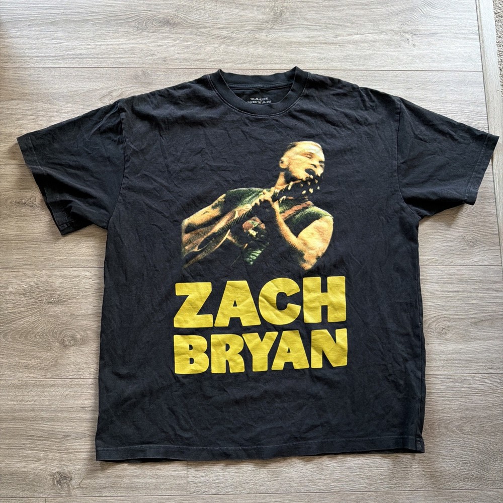 Zach Bryan Quittin Time Band Tour Shirt Black Short Sleeve Graphic Tee Mens L