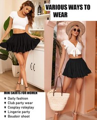 Avidlove Black Skirt for Women Pleated Skater Skirt Basic Casual High Waisted…