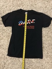DARE Program Graphic T-Shirt Black Fruit of the Loom Sz S 100% Cotton USA Flag