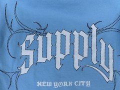 SUPPLY & DEMAND NYC GRAPHIC RHINESTONE STREETWEAR MEDIUM BABY LIGHT BLUE