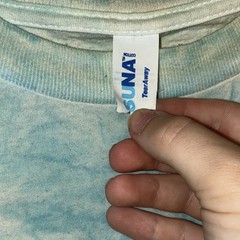 SunA 2XL Blue White Tie-Dye Crew Neck Short Sleeve Cotton Tee Tear Away