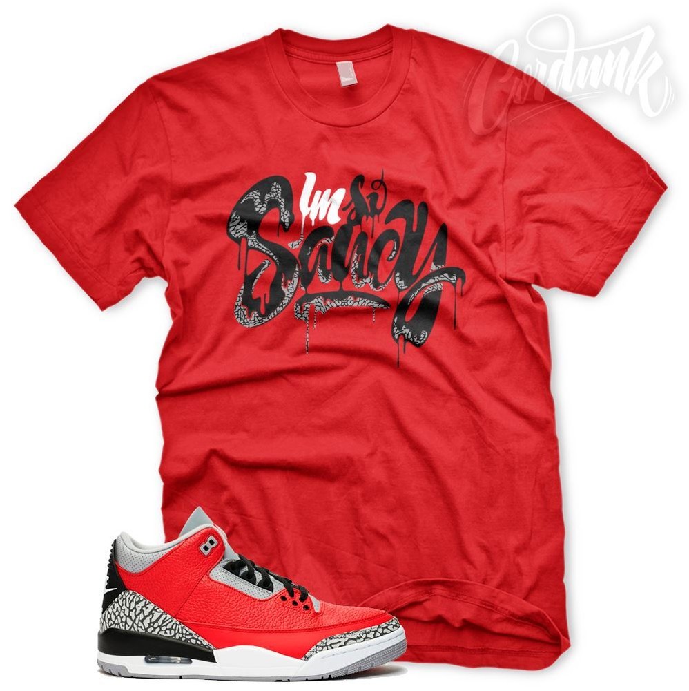 New “SAUCY” T Shirt for J1 3 Cement White Black Tinker Gray Red OG
