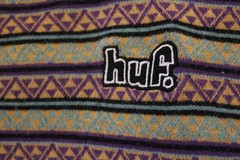Huf Woven Stripe T-Shirt Mens Crew Neck Pullover Size MEDIUM Geometric Designs