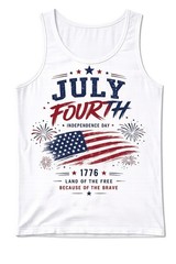 tank top for men 4th of July Independence Day 1776 USA flag graphic white
