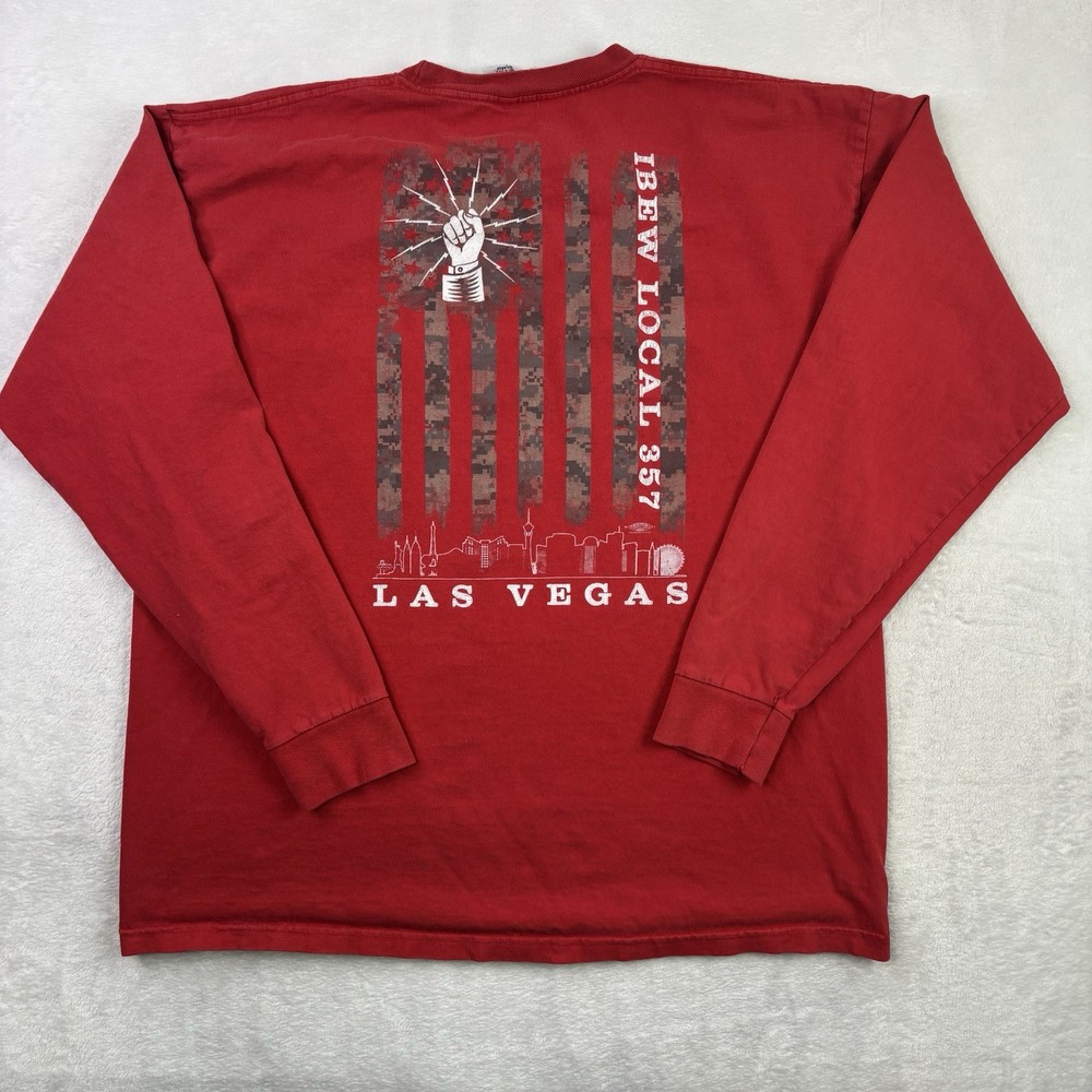 Bayside IBEW Local 357 Las Vegas Red Long Sleeve Graphic Shirt Men’s 2XL