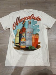 Dos Hombres Mezcalada Cream Graphic Logo T-Shirt Size S Crew Neck Short Sleeve