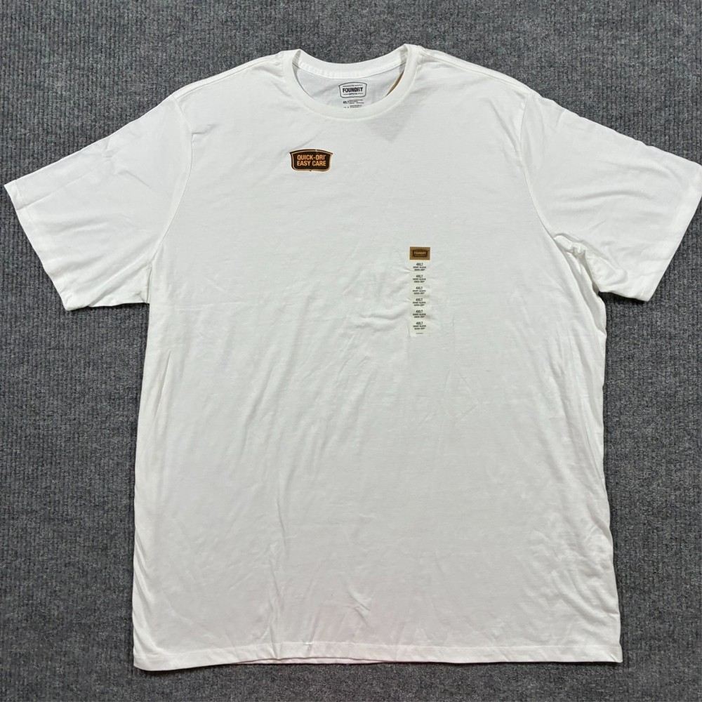 The Foundry Supply Co. Mens T-Shirt Size 4XLT White Casual Quick Dri Easy Care