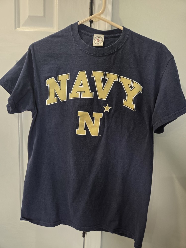 Navy Midshipmen Mascot Tee SMALL Blue Yellow Campus Colors Collegiate Sportswear