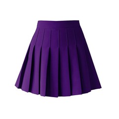 Women’s High Waist A-Line Pleated Mini Skirt Short Tennis Skirt (Purple, S)
