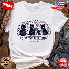 250 Years of Freedom Cat Shirt, Patriotic Cat Day 1776 2026 T-Shirt | S-3XL
