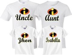 The Incredibles Custom Mom Dad Family Birthday Boy Girl Customized RED T-Shirts