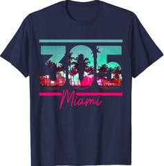 Miami 305 Area Code Florida Vintage Palm Trees Pride Retro Small T-Shirt