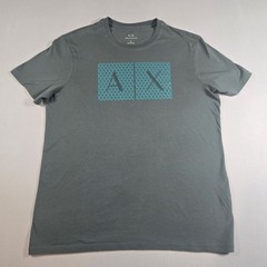 Armani Exchange A|X Men’s Gray Teal Logo Graphic T-Shirt Size L Slim Fit