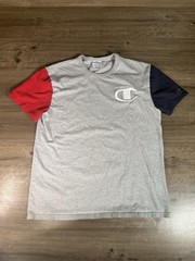 Champion Heritage Colorblock Men’s Short Sleeve Tshirt/Shirt Gray Blue Red Large