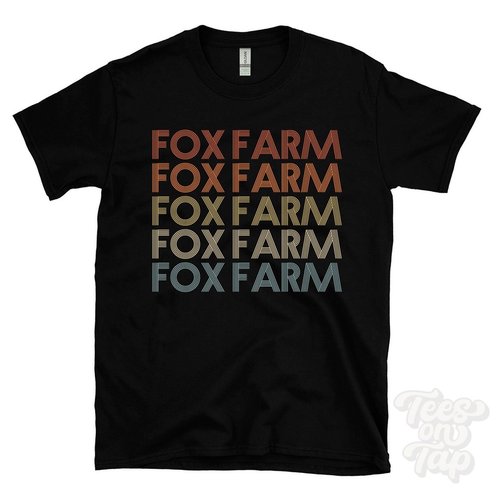 FOX FARM REPEATED RETRO STYLE T-SHIRT mens & womens uk place name gift