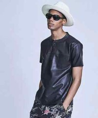 New Handmade Stylish Leather T Shirt Men’s Genuine Lambskin Casual Wear Summer