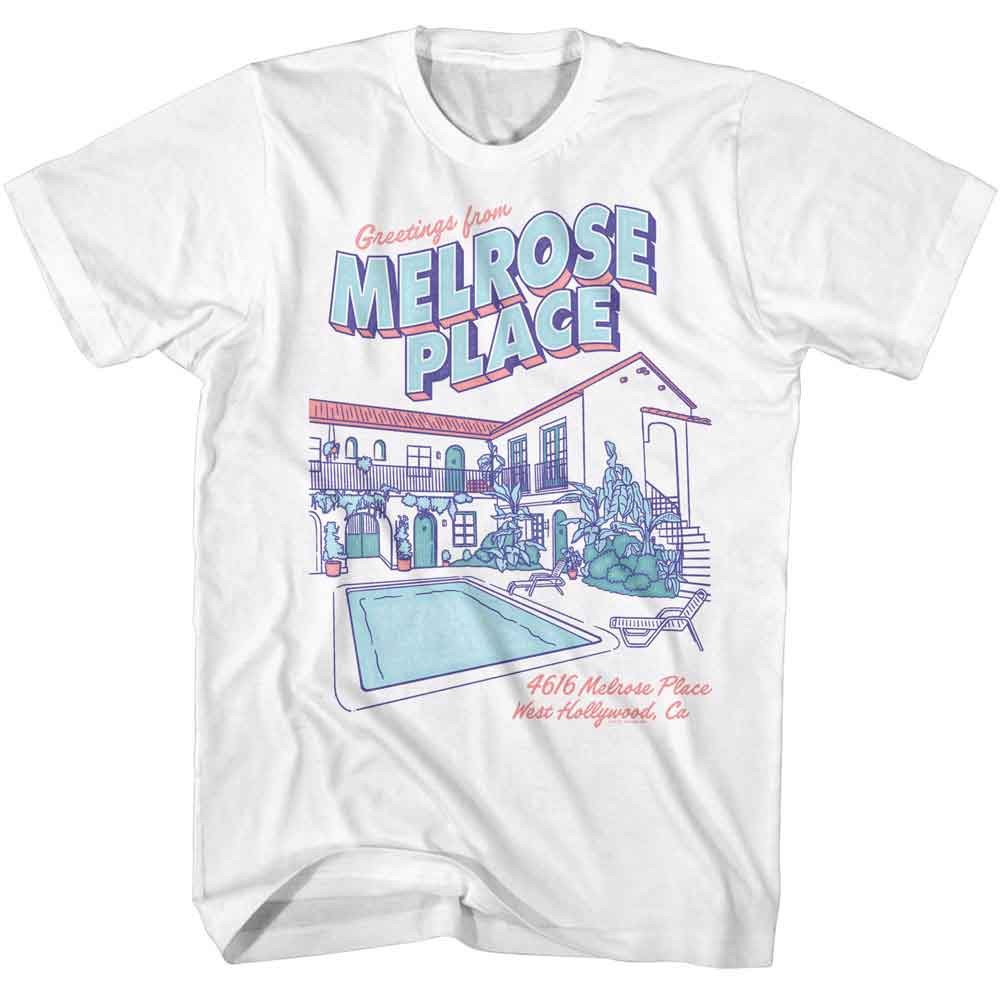 Melrose Place – Postcard Apartment – American Classics – Solid White Adult Short