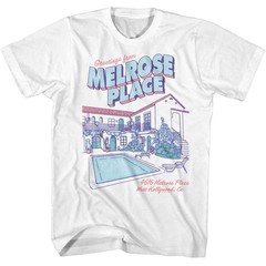 Melrose Place – Postcard Apartment – American Classics – Solid White Adult Short