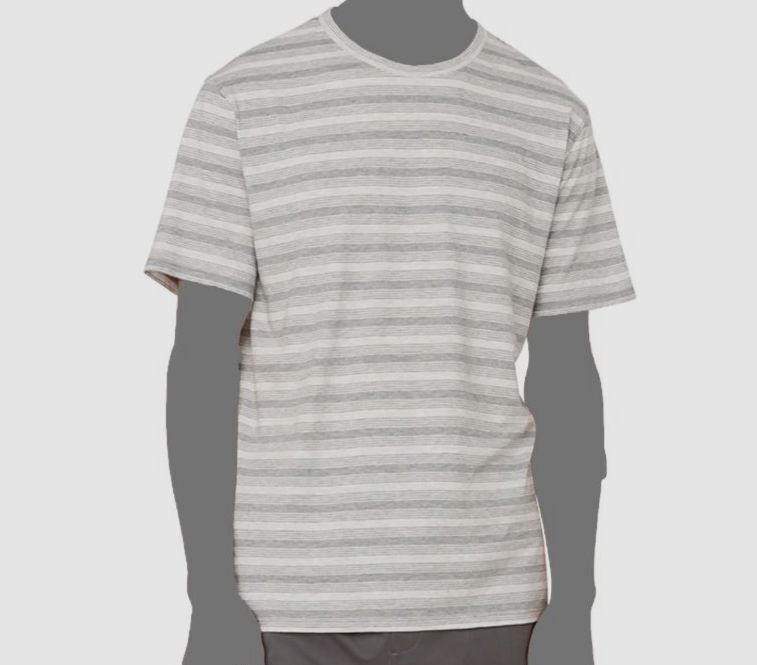 $115 Vince Men’s Gray Feeder Stripe Cotton Short Sleeve Crewneck T-Shirt Size XL