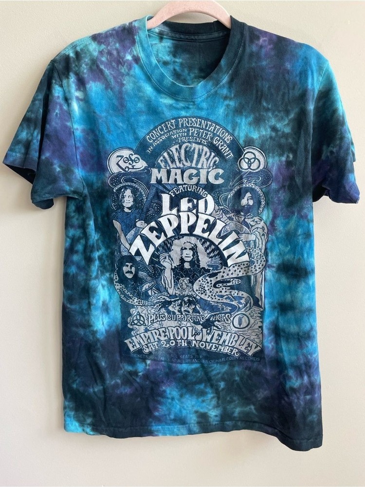 Led Zeppelin Electrical Magic Wembley 71’ Liquid Blue Tie-Dye Graphic Band Tee