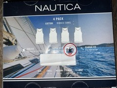Nautica ~ Men’s 4-Pack Tanks Tops Cotton Blend White Undershirts ~ L (42-44)
