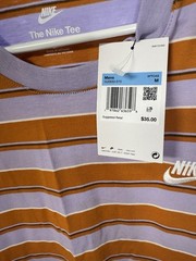 Nike The Nike Tee Jersey Cotton Striped Crew Neck T-Shirt Men M Purple/Orange