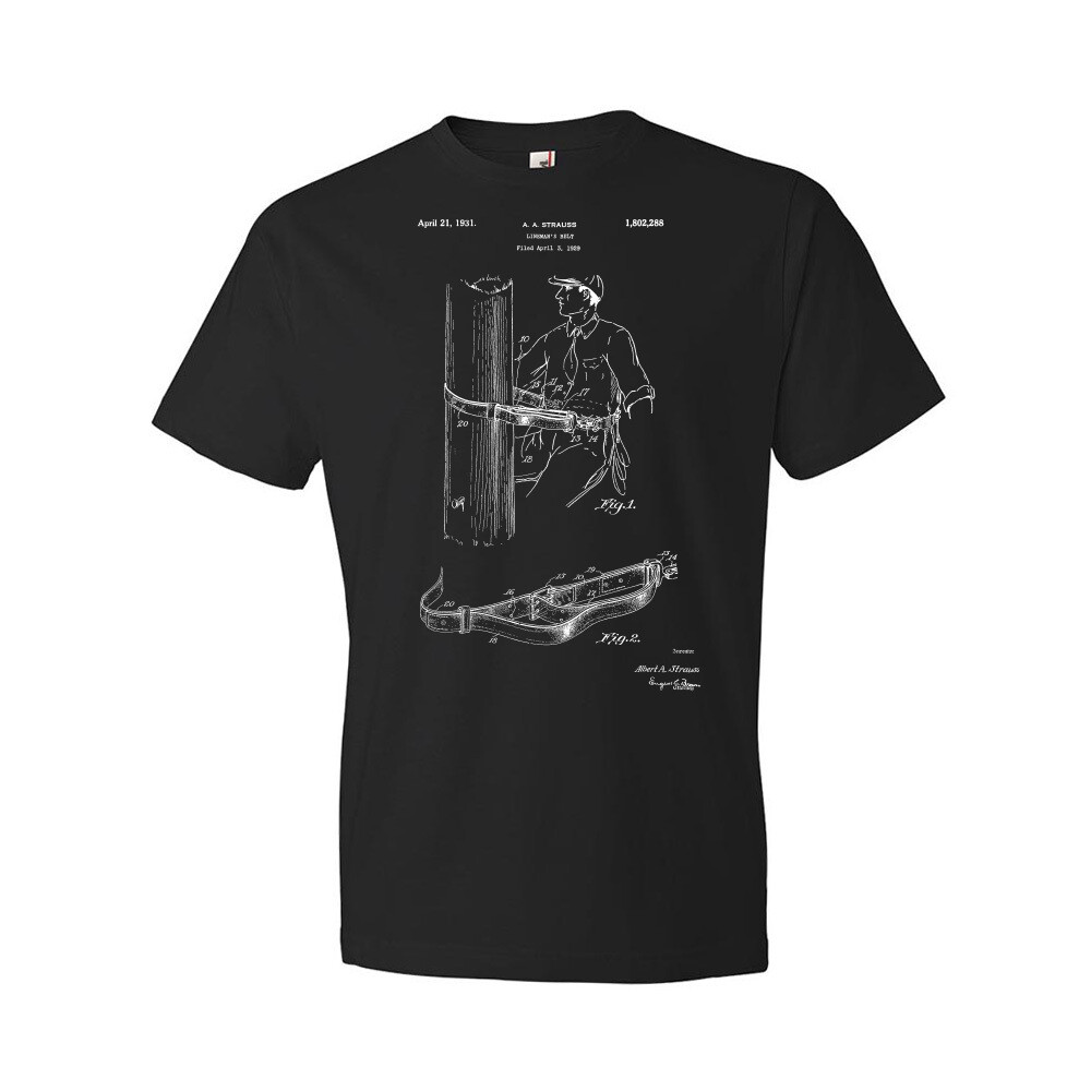 Linemans Belt Patent Shirt Safety Harness Belt Blueprint Powerline Technician