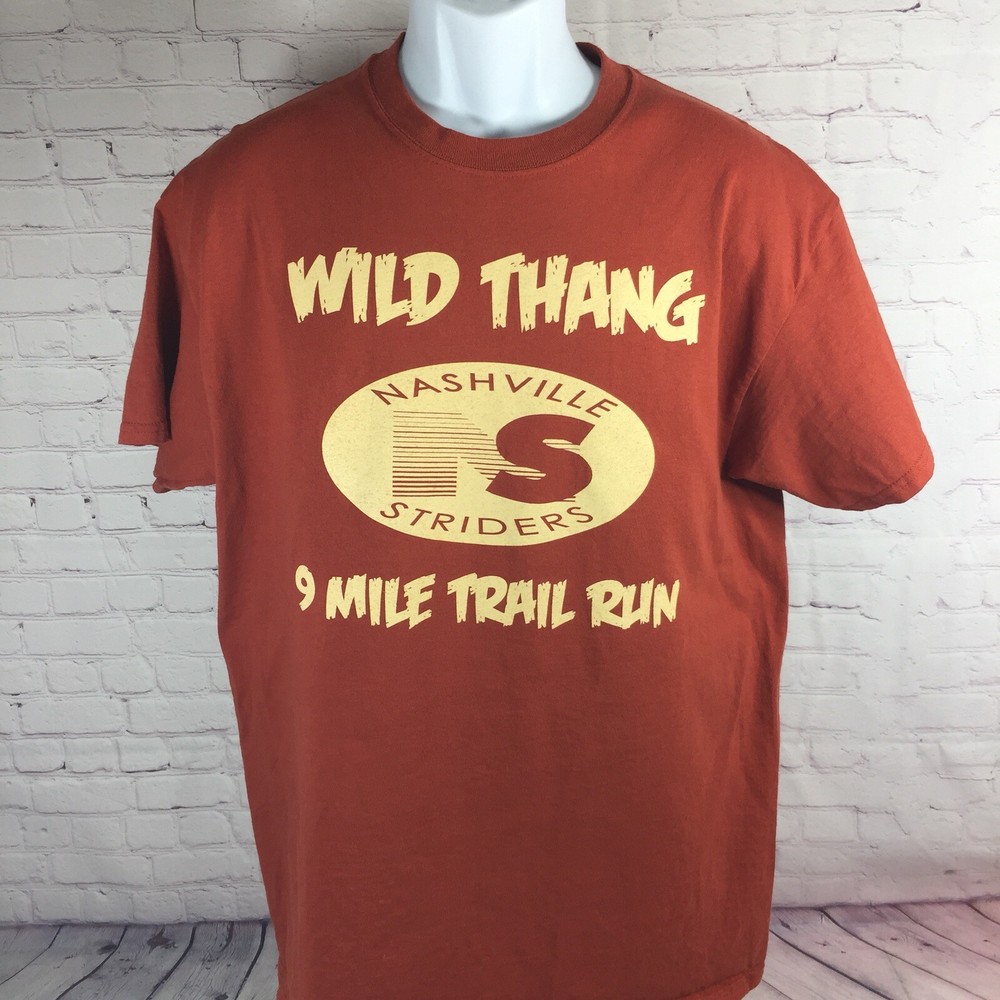 Wild Thang 9 Mile Trail Run Nashville Striders Shirt Adult Large Burnt Orange SS