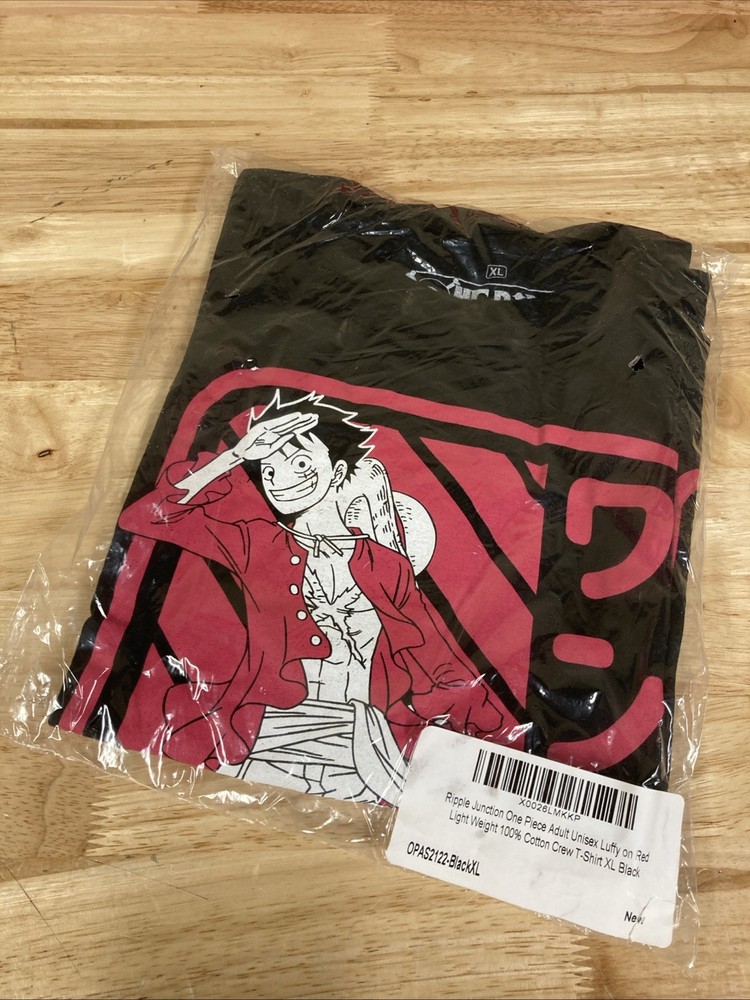 Ripple Junction Adult Unisex One Piece Luffy On Red T-shirt Size XL Black New