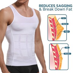 Mens Shirt Slimming Body Shaper Belly Chest Tummy Control Vest Compress Tank Top