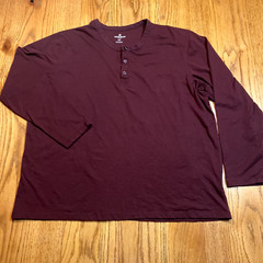 Woolrich Shirt Men’s 2XL Maroon Henley Long Sleeve Casual Woven Cotton Blend