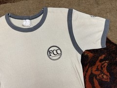 Vintage 70s Funk KX104 Radio Station FCC Free Flight Ringer Tee Mens Small Beige