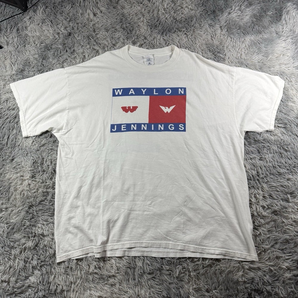 2001 Tommy Hilfiger Waylon Jennings TShirt 2XL White Country Music Tour Tee Rare