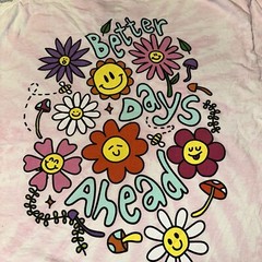 A-Lab Better Days Ahead Pink Tie Dye Graphic T-Shirt Mens Medium Smiley Flower