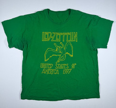 Vintage Led Zeppelin Rock T Shirt Green USA 1977