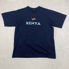 Kenya T Shirt Mens Large Blue AirBorne Embroidered Flag Spell Out