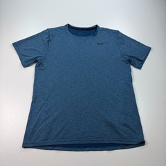 Nike Breathe Shirt Mens Medium Blue Crew Neck Lightweight Stretch Training Logo