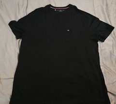 Tommy Hilfiger Men’s Black Solid Logo Crew Neck Short Sleeve T-Shirt XL