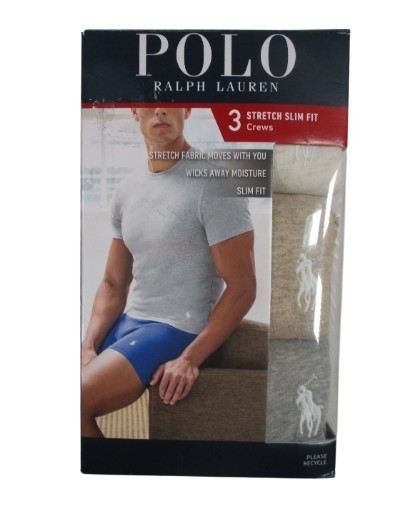3 PACK POLO RALPH LAUREN STRETCH SLIM FIT COTTON GRAY BLACK CREW NECK T SHIRTS