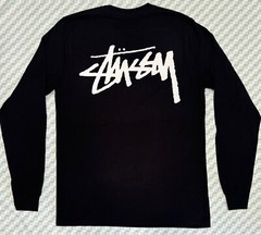 Stussy Basic Long Sleeve Logo Black Tee Mens Size S
