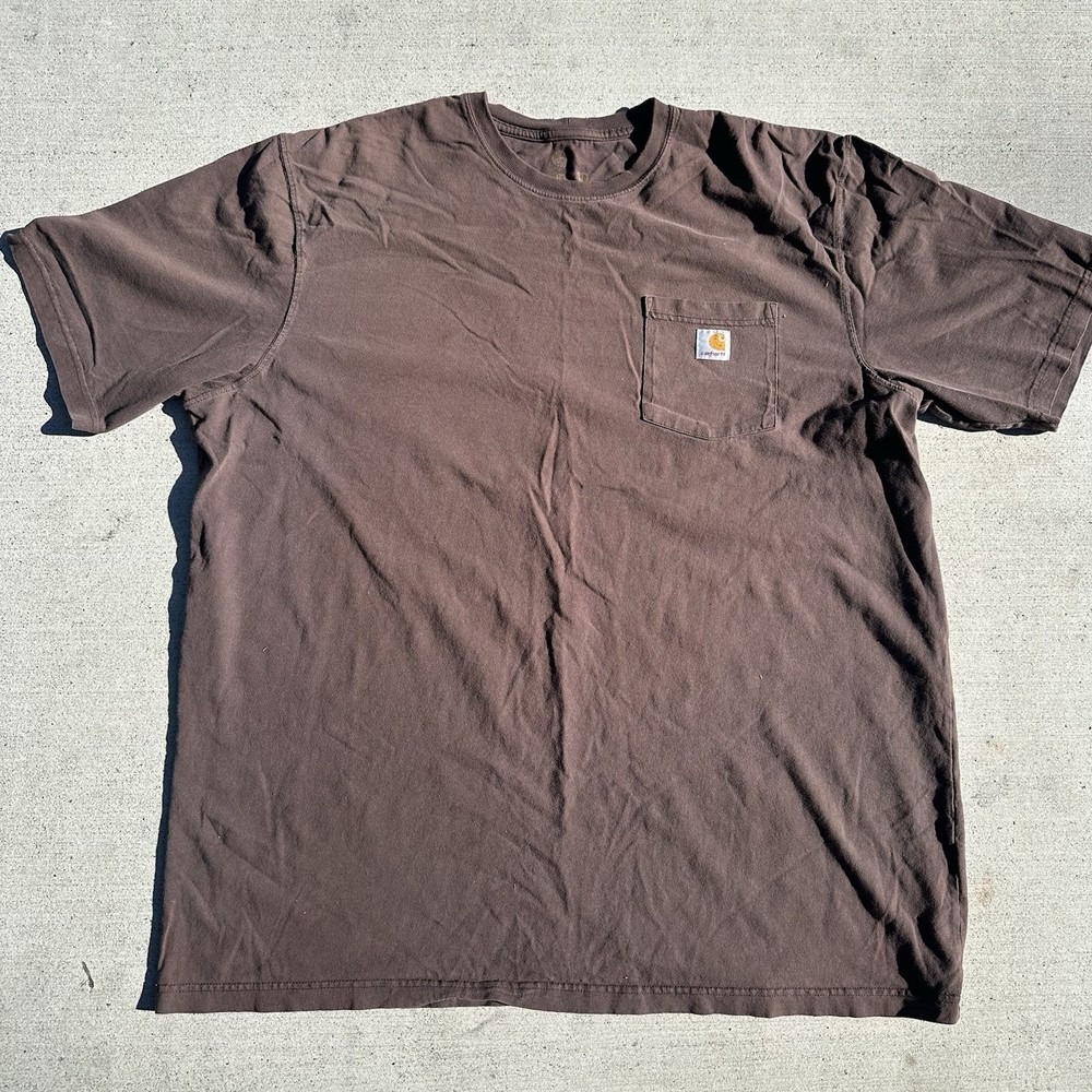 Carhartt K87 Men’s T-shirt Chocolate Brown 2XL Tall Short Sleeve 100% Cotton