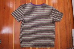 Huf Woven Stripe T-Shirt Mens Crew Neck Pullover Size MEDIUM Geometric Designs