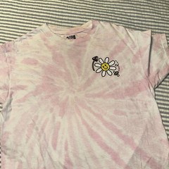 A-Lab Better Days Ahead Pink Tie Dye Graphic T-Shirt Mens Medium Smiley Flower