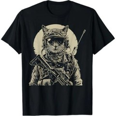 Summer t Shirts Military Cat Tactical Gear Veteran Soldier Gift Idea T-Shirt