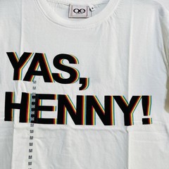 Queer Eye Yas Henny Graphic T-shirt Medium White Rainbow Shadow Short Sleeve NWT