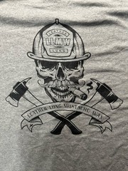 Leather Lung Mustache Wax Graphic T Shirt Mens L/XL Gray Skull Biker Tee