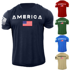 Men’s USA Flag T Shirt Distress American Patriotic 100% Cotton