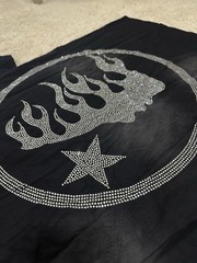 Hellstar Black Rhinestone Logo Graphic Crew Neck Cotton T-Shirt Tee Medium NWT