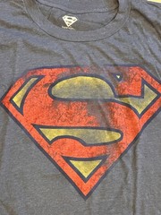 Superman T Shirt Mens XXL 2XLB Lightweight Stretch Faded Symbol Blue