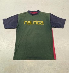 Vintage 90s Nautica Tri-Color Logo T-Shirt Made in Canada